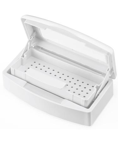 Nail Tool Sterilizer Box Plastic Sterilization Tray Storage Organizer for Tweezer Eyelash Extensions Nail Implement for Esthetician (White)