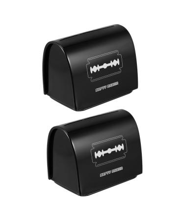 Frcolor 2st blade storage box container for knife disposable blade accumulation razor organizer safety razor bank razor blade bank collector man square iron black 6.5x4.5x6cm