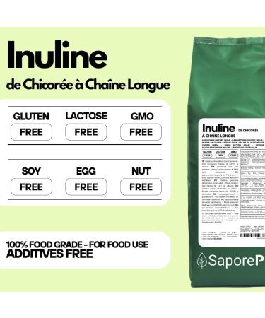SaporePuro INULIN powder 1 kg - LONG CHAIN - Prebiotic plant fiber derived from chicory roots - High performance inulin powder for fat replacement - Buy Online on GoSupps.com
