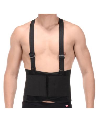 Working Lumbar Lower Back Brace Support Belt with Adjustable Straps - Back Pain Relief Injury Recovery Heavy Lifting Support Back Brace with Suspenders Black M