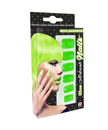 Artificial nails - neon green - fake nails airbrush carnival nails Accessoire artificial nails to stick on women costume accessories 80s fingernails neongr n