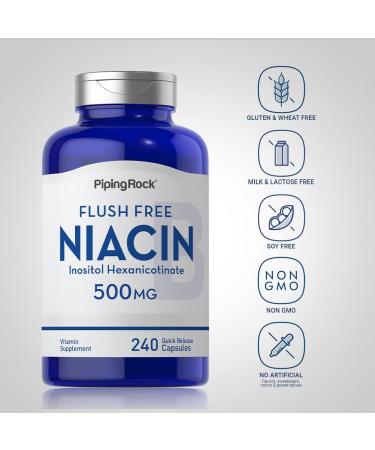 Piping Rock Niacin 500mg | Flush Free | 240 Capsules | Vitamin B3 Supplement | Non-GMO Gluten Free - Buy Online on GoSupps.com