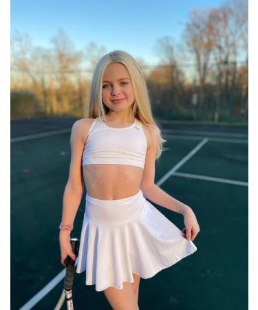 Girls' High Waisted Pleated Golf Skort with Pockets - UV Protection Tennis Skirt in Black/White/Blue - Size S/11-12 Years - Buy Online on GoSupps.com