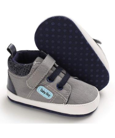 MASOCIO Baby Boy First Walking Shoes | Soft Sole Anti-Slip Prewalker | Gray, Size 1 | 3-6 Months - Buy Online on GoSupps.com