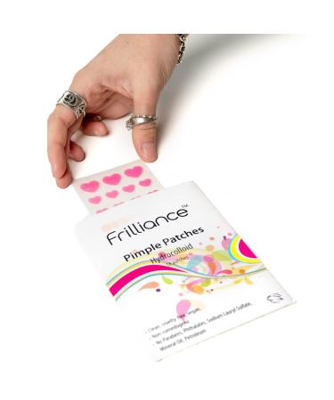 Frilliance Pink Heart Shaped Hydrocolloid Acne Pimple Patches for Zits and Blemishes (18 Count 2 Sizes) Spot Treatment Stickers for Face & Skin Vegan and Cruelty Free