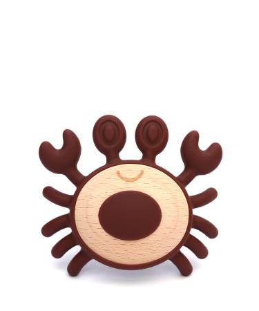 Gary the Crab durable piece of wooden toys and silicone according to LFGB standard soft silicone for toddlers BPA-free grip-friendly & relieves of the tooth.