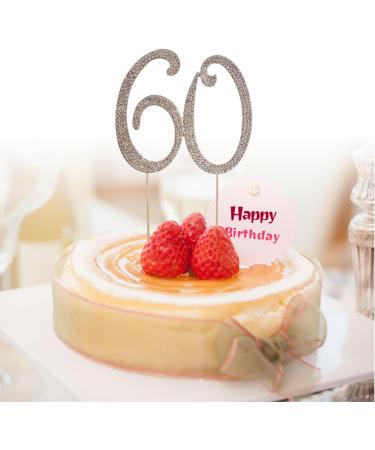 TOYMYTOY 60 Cake Topper for 60th Birthday Party or Anniversary Crystal Rhinestones Decorative Cake Topper for Party Supplies (Gold) - Buy Online on GoSupps.com