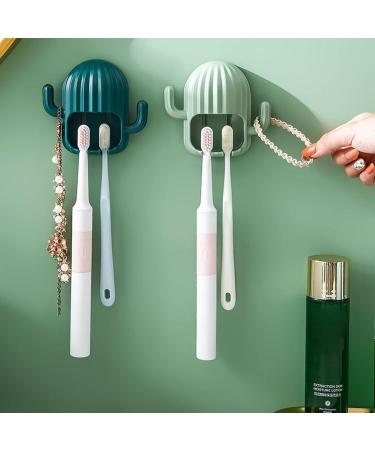 Haiaxx Wall-Mounted Cactus Toothbrush Holder - Multifunctional Bathroom Organizer & Hook for Razors | Stylish White Design - Buy Online on GoSupps.com