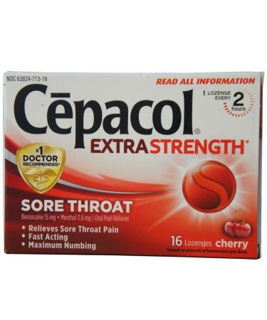 Cepacol Maximum Strength Throat Drop Lozenges Cherry 16 Count (Pack of 2)