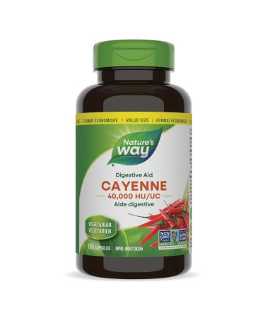 Nature's Way Cayenne 40 000 HU - Digestion Supplement Helps to aid digestion-Cayenne Pepper Capsules -Non-GMO - 180 Vegetarian Capsules Value Size