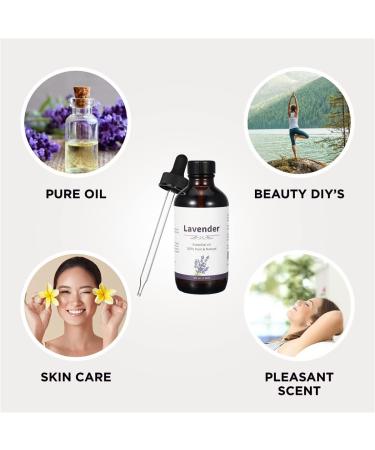 Pure Organic Lavender Essential Oil - 4 Fl Oz for Diffuser Aromatherapy & Massage | Natural & Undiluted Lavender Oil for Topical & Household Uses - Buy Online on GoSupps.com