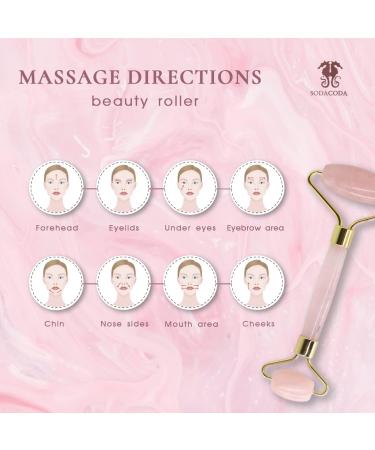 Sodacoda Gua Sha Set - Traditional Chinese Beauty Face Massage - Rose Quartz Scraper and Roller - Genuine Semi-Precious Stone from Madagascar - Buy Online on GoSupps.com