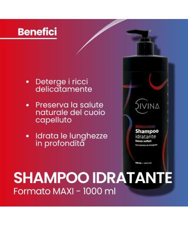 DIVINE BLACK DIVINA BLK Moisturizing shampoo for wavy curly super curly afro hair natural&Amazing with pomegranate extracts 1000 ml - Buy Online on GoSupps.com