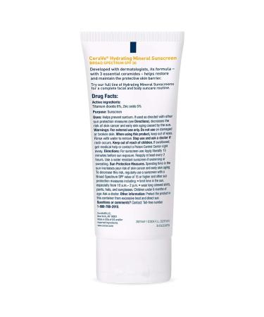 CeraVe 100% Mineral Sunscreen SPF 30 for Sensitive Skin with Hyaluronic Acid, Niacinamide, and Ceramides - 2.5 fl oz - Buy Online on GoSupps.com
