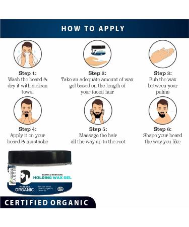 Certified Organic Beard & Mustache Holding Wax Gel for Men - Strong Hold Styling with Argan Oil - 50gm | Chemical Free, Vegan & Cruelty Free - Buy Online on GoSupps.com