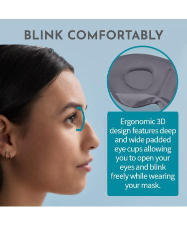 Memory Foam Sleep Mask with Blinkable Light Blocking-Adjustable Contoured Eye Cover for Men and Women-Gray - Buy Online on GoSupps.com