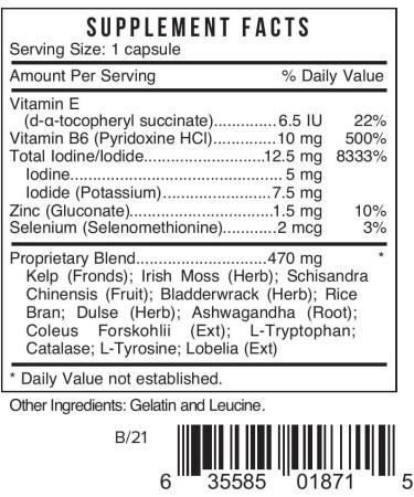 Systemic Formulas Bio Nutriment TMI Thyroid Metabolism + Iodine 60 Capsule #187 - Iodine Supplement for Thyroid Support in Women and Men - Kelp Iodine Pills - Buy Online on GoSupps.com
