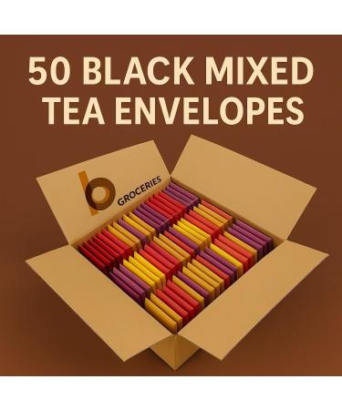  AB.GROCERIES Pack of 50 individually wrapped tea bags - Large selection of classic black fruits decaffeinated green herbs healthy and caffeine-free (black tea pack of 50 tea bags) - Buy Online on GoSupps.com