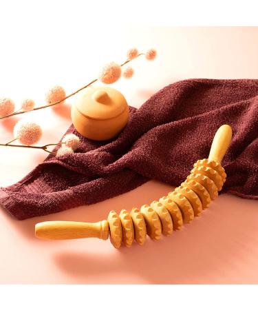 Mr. Woodware curved massage roller made of wood-39.6 cm roller massage device for body waist thighs belly-manual self-therapy anti-cellulite lymph drainage massage tools