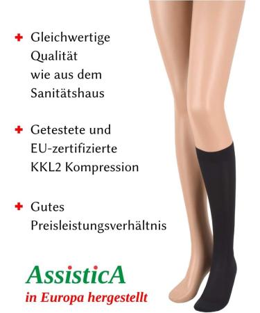 Premium 23-32 mmHg Assistica Medical Compression Stockings with Lace - Class 2 Support for Women & Men (Medium Size: 158-170 cm Black) - Buy Online on GoSupps.com
