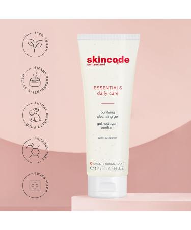 Skincode Essentials Purifying Cleansing Gel - Deep Cleansing Makeup Remover & Sebum Regulator | For All Skin Types | CM-Glucan Pro-Vitamin B5 & Botanical Extracts (4.2 Oz - Buy Online on GoSupps.com