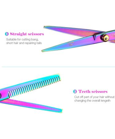 Professional 8 Pcs Hair Cutting Scissors Kit - Stainless Steel Shears Set for Barber & Pet Grooming - Thinning/Texturizing Scissors, Razor Comb Clip - Home Salon Use - Buy Online on GoSupps.com
