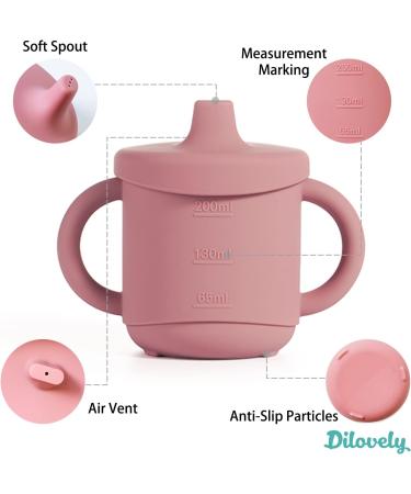 Dilovely 3-in-1 Silicone Sippy Cup for Toddler | 2 Pack, BPA Free, 7oz | Transition Straw Cup for Baby 12 Months+ | Training Sippy Cup with Handles | Dishwasher & Microwave Safe | Pink Rose Lilac - Buy Online on GoSupps.com