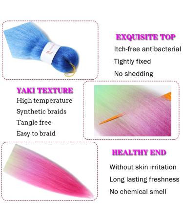 Pre Stretched Braiding Hair Extensions 30 Inch 6 Packs - High Temp Synthetic Fiber, Yaki Texture - 30 Blue/Light Blue/Green/Yellow/Light Purple/Red/Purple - Buy Online on GoSupps.com