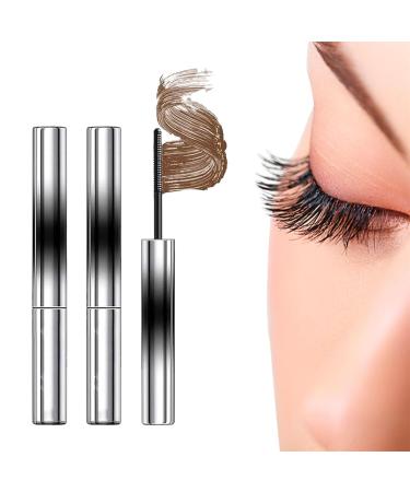 Vivavogue Lash 2pcs Vivavogue Iron Wand Mascara 3D Curling Eyelash Iron Mascara Curl Brushless Metal Wand Mascara for Women Waterproof Long Lasting No Flaking (Brown)