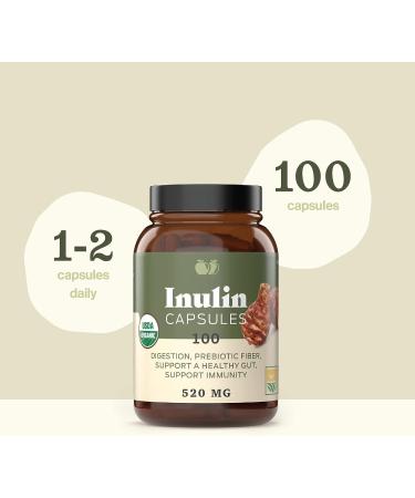 Organic Inulin Capsules 520mg - 100 Pills | Natural Jerusalem Artichoke Inulin - Buy Online on GoSupps.com