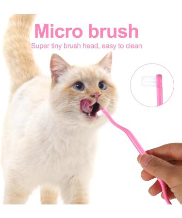 Buy Double-Sided Cat Toothbrush Set - Deep Cleaning Kit for Kittens & Cats - Pink & Orange - Buy Online on GoSupps.com
