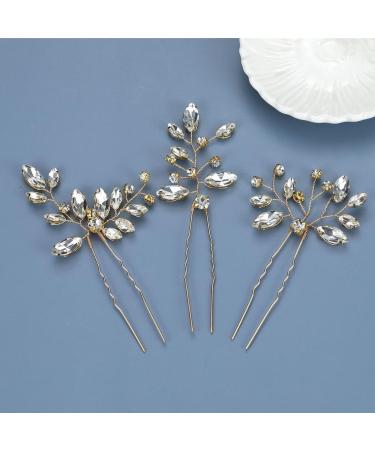 Cubahop Bride Wedding Hair Pins Crystal Bridal Hair Pieces Wedding Hair Accessories Bridal Hair Clips for Women and Girls (Gold) - Buy Online on GoSupps.com
