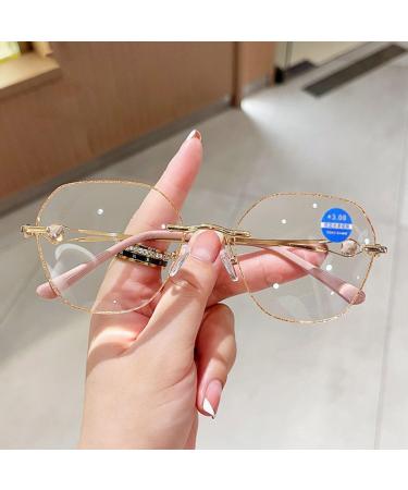 Stylish Rimless Reading Glasses for Women Anti Eyestrain Glasses Blue Light Blocking Computer Readers(Grandeur:2.0x) - Buy Online on GoSupps.com