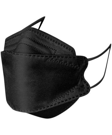 100PC Black Fish Type Disposable_Face_Coverings 4-Ply Comfortable For Adults Outdoor Daily Use - Buy Online on GoSupps.com
