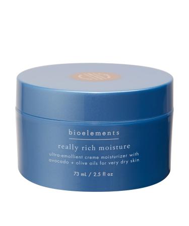 Bioelements Really Rich Moisture - 2.5 fl oz - Ultra Emollient Cream Facial Moisturizer for Very Dry Skin - Vegan  Gluten Free - Never Tested on Animals