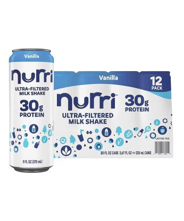 Nurri vanilla 12-Pack Ulta Filtered Milk Shake 30g Protein 1g Sugar 150 Calories 10 Vitamins Grade A Lactose Free (12 Pack Vanilla)