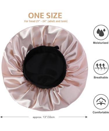 Champagne Silk Satin Bonnet for Curly Hair | Adjustable Sleep Cap for Women | Double Layer Wide Band | A08 - Buy Online on GoSupps.com