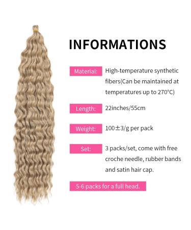 DSoar 22 Deep Twist Crochet Hair - 3 Pack Ocean Wave Curly Bohemian Braids Synthetic Hair Extensions for Women & Girls - 24# - Buy Online on GoSupps.com