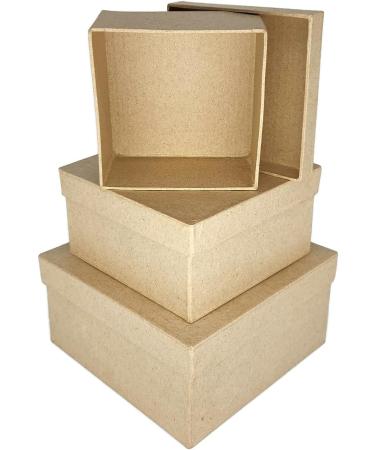 Square Paper Mache Nesting Boxes - Set of 3 for Crafting, Gifts, and Storage - Buy Online on GoSupps.com