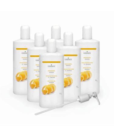 cosiMed massage oil orange | Bundle 6 x 1L | economical & easy to handle | Made in Germany | incl. dosing pump