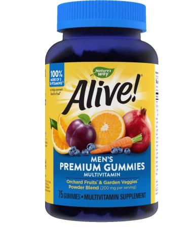 Nature's Way Alive! Men’s Premium Gummy Multivitamin, Full B Vitamin Complex, 75 Gummies 75 Count (Pack of 1) Men's - Buy Online on GoSupps.com