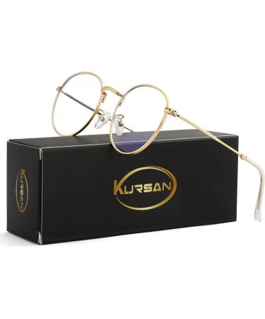 Blue Light Blocking Glasses Retro Round Clear Lens Eyeglasses B1 Gold - 50mm - Buy Online on GoSupps.com