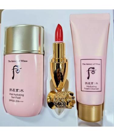 Shop Korea Vital Hydrating Sun Fluid 60ml SPF 50+/PA+++ - Sunscreen with Zinc Oxide Hyaluronic Acid & Ginseng | Special Gift Set + Lipstick - Buy Online on GoSupps.com