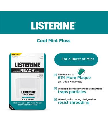 Listerine Cool Mint Interdental Floss Bundle - 6 Pack, 55 Yards Each | Plaque Removal, Teeth & Gum Protection | Shred-Resistant, PFAS-Free, Fresh-Breath Feeling - Buy Online on GoSupps.com