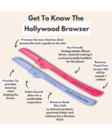 Hollywood Browzer Dermaplaning Tool for Face Eyebrow Shaping Removing Unwanted Hair Exfoliating Tool for Women Duo Pack (Amethyst and Pink Sapphire) - Buy Online on GoSupps.com