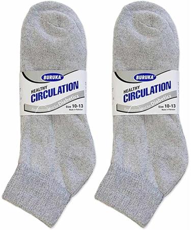 6 Pairs Diabetic Circulatory Health Cotton Crew Socks - Grey (Size 10-13) - Buy Online on GoSupps.com