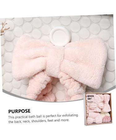 Baluue 3 Sets Dry Hair Towel Set Home Shower Ball Esponjas Para El Cuerpo Bath Ball Pink Twisted Yarn - Buy Online on GoSupps.com