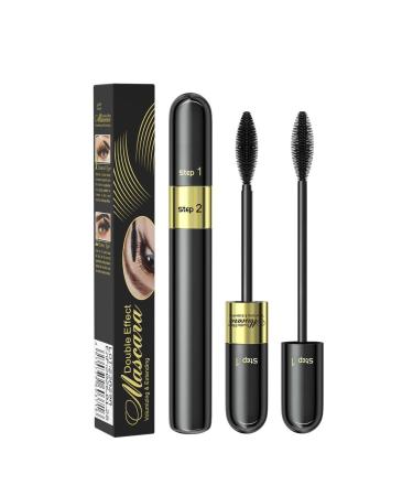 2 in 1 Curled Tubing Mascara Volume and Lengthening, 4d Silk Fiber Mascara, Black Waterproof Mascara, Essence Mascara, False Eyelash Effect Volume Mascara, Long Lasting Curled Mascara (1PCS, m)