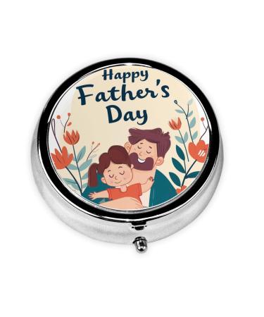 Fathers and Daughters Portable Metal Pill Box Round Mini 3-Compartment Plastic Insert hinged Fastening Design Suitable for Small Pills Must-Have for Travel