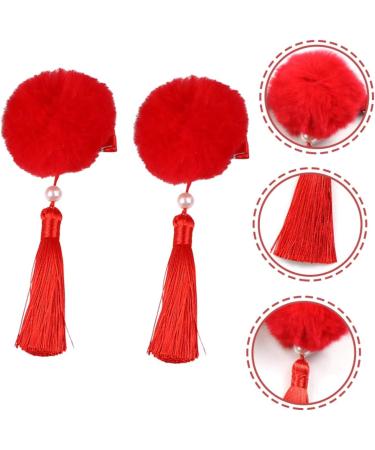 MAGICLULU 9 Pairs Tassel Hair Ball Hair Clip Tiara Chinese Style Hair Clip Tassel Chinese Hair Clips Hair Clips for Girl Hair Clips Artificial Fur Issue Card Child Festive Red - Buy Online on GoSupps.com
